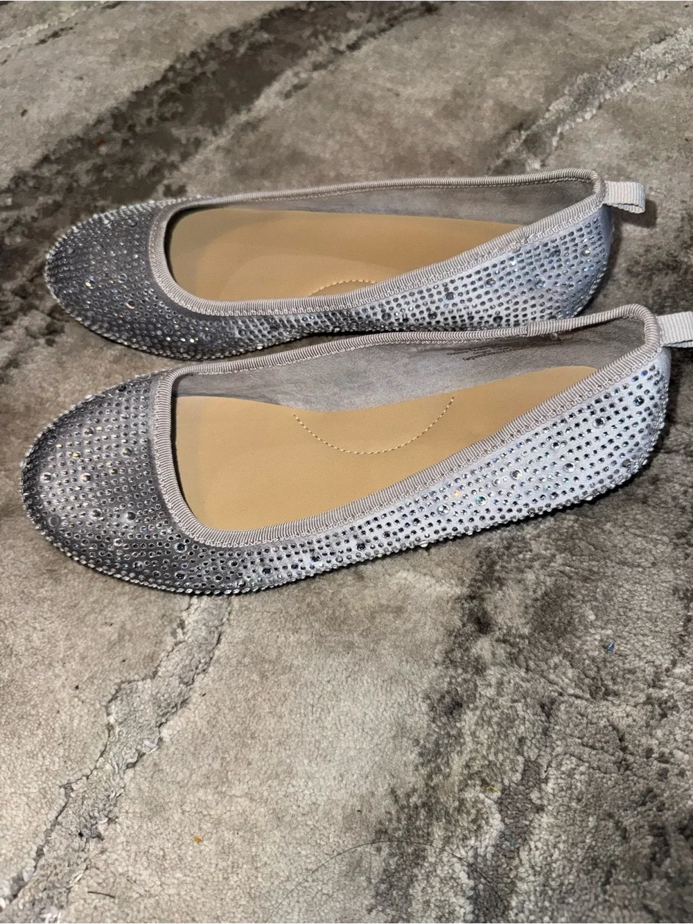 Cat & Jack Silver Crystal Ballet Flats for Girls